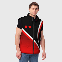 Мужской жилет Кавасаки - красные волны, цвет: 3D-черный — фото 2