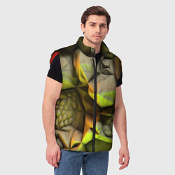 Мужской жилет Зеленая объемная космическая текстура, цвет: 3D-красный — фото 2