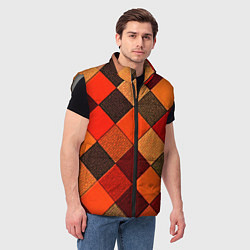 Мужской жилет Шахматка красно-коричневая, цвет: 3D-светло-серый — фото 2