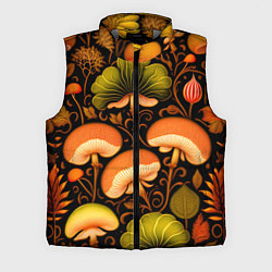 Мужской жилет Грибы с листвой узор, цвет: 3D-светло-серый