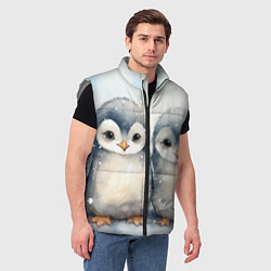 Мужской жилет Милые пингвины акварель, цвет: 3D-светло-серый — фото 2