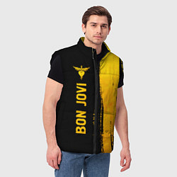 Мужской жилет Bon Jovi - gold gradient: по-вертикали, цвет: 3D-черный — фото 2