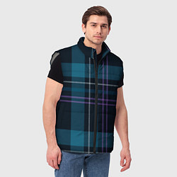Мужской жилет Клетка бирюзово-черная, цвет: 3D-светло-серый — фото 2