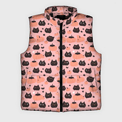 Мужской жилет Чёрные коты с тыквами на хэллоуин