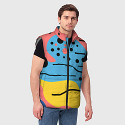 Мужской жилет Абстракция с черными пятнами на разноцветном фоне, цвет: 3D-светло-серый — фото 2