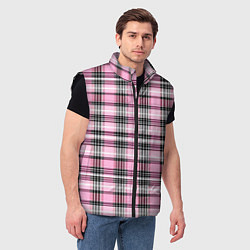 Мужской жилет Розовая клетка, цвет: 3D-черный — фото 2