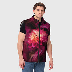 Мужской жилет Розовый цветок в огне - нейросеть, цвет: 3D-светло-серый — фото 2