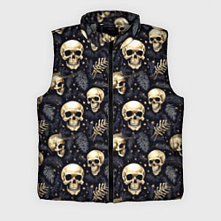 Мужской жилет Черепы, звезды и хвойные ветки, цвет: 3D-светло-серый