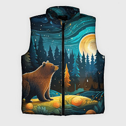 Мужской жилет Хозяин тайги: медведь в лесу, цвет: 3D-черный