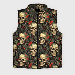 Мужской жилет Череп рябина шишки и хвойные ветки