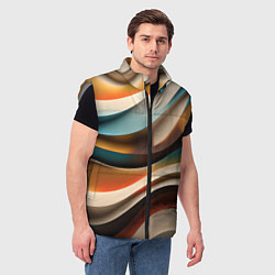 Мужской жилет Волнистая объёмная текстура - нейросеть, цвет: 3D-светло-серый — фото 2