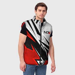 Мужской жилет N7 mass effect - white and red, цвет: 3D-красный — фото 2