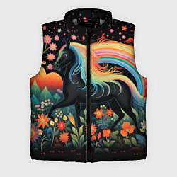 Мужской жилет Лошадка с радужной гривой в стиле фолк-арт
