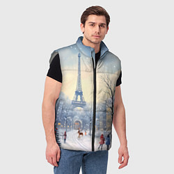 Мужской жилет Новогодний Париж, цвет: 3D-светло-серый — фото 2