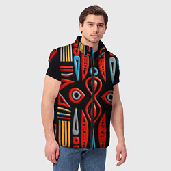 Мужской жилет Красно-синий узор в африканском стиле, цвет: 3D-красный — фото 2