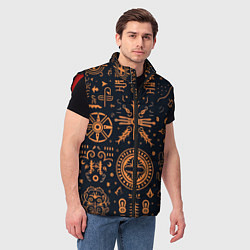 Мужской жилет Паттерн в славянском стиле на тёмном фоне, цвет: 3D-красный — фото 2