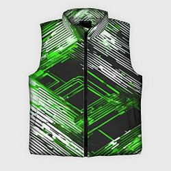 Мужской жилет Киберпанк линии белые и зелёные