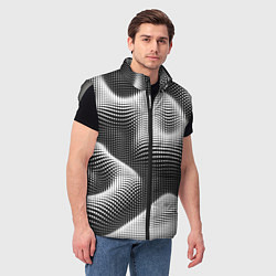 Мужской жилет Чёрно белый точечный абстрактный фон, цвет: 3D-светло-серый — фото 2