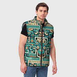 Мужской жилет Абстрактный паттерн в ацтекском стиле, цвет: 3D-светло-серый — фото 2