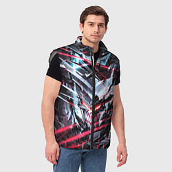 Мужской жилет Киберпанк адский скелет красный, цвет: 3D-светло-серый — фото 2