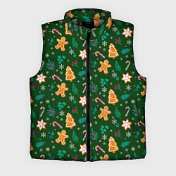 Мужской жилет New year pattern with green background