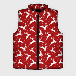 Мужской жилет Красный паттерн с новогодними оленями