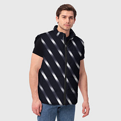 Мужской жилет Чёрно-фиолетовый переливающиеся полосы, цвет: 3D-черный — фото 2