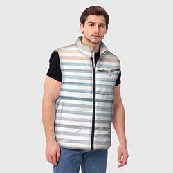 Мужской жилет Море скрытое в полосках тельняшки чайка, цвет: 3D-черный — фото 2