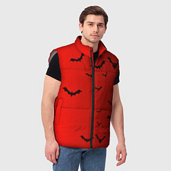 Мужской жилет Летучие мыши на красном фоне, цвет: 3D-светло-серый — фото 2