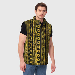 Мужской жилет Африканские узоры жёлтый на чёрном, цвет: 3D-черный — фото 2