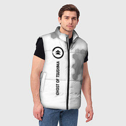 Мужской жилет Ghost of Tsushima glitch на светлом фоне по-вертик, цвет: 3D-черный — фото 2