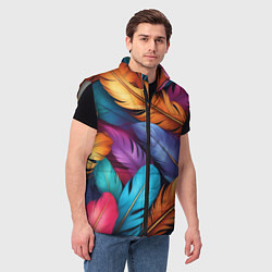 Мужской жилет Перья паттерн - нейросеть, цвет: 3D-светло-серый — фото 2