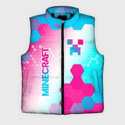 Мужской жилет Minecraft neon gradient style вертикально, цвет: 3D-черный
