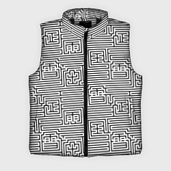 Мужской жилет Лабиринт с иероглифами на белом, цвет: 3D-черный