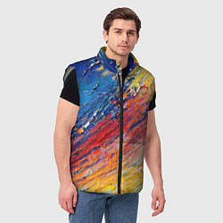 Мужской жилет Смешение масляных красок синий жёлтый красный живо, цвет: 3D-светло-серый — фото 2