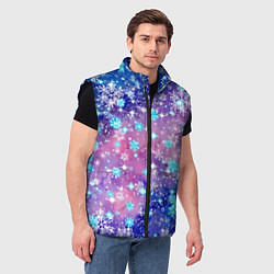 Мужской жилет Снежинки - морозный паттерн, цвет: 3D-черный — фото 2