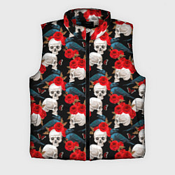 Мужской жилет Skull in roses, цвет: 3D-красный