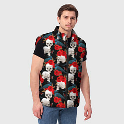 Мужской жилет Skull in roses, цвет: 3D-красный — фото 2