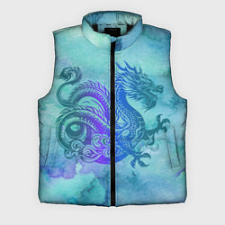 Мужской жилет Бирюзовый дракон узор, цвет: 3D-черный
