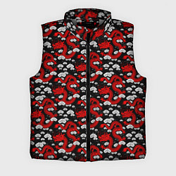 Мужской жилет Красный дракон на черном фоне, цвет: 3D-светло-серый