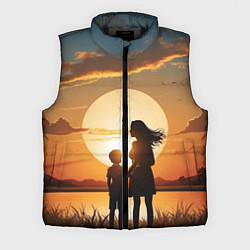 Мужской жилет Мать и дитя на закате, цвет: 3D-черный