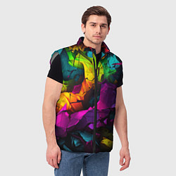 Мужской жилет Яркие разноцветные краски, цвет: 3D-светло-серый — фото 2
