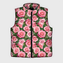 Мужской жилет Розовые розы паттерн, цвет: 3D-светло-серый
