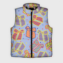 Мужской жилет Узор с яркими разноцветными бантами в горошек, цвет: 3D-черный