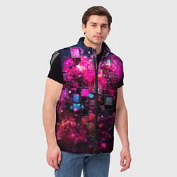 Мужской жилет Летящие абстрактные кубики, цвет: 3D-светло-серый — фото 2