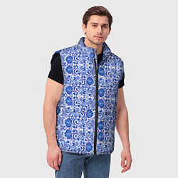Мужской жилет Гжельская роспись, цвет: 3D-черный — фото 2