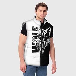 Мужской жилет Волк - чёрно белое, цвет: 3D-светло-серый — фото 2