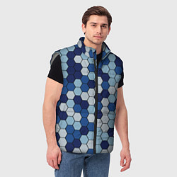 Мужской жилет Камуфляж гексагон синий, цвет: 3D-светло-серый — фото 2