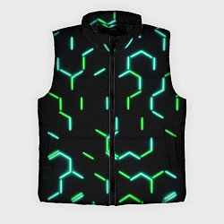 Мужской жилет Зеленые неоновые неполные гексагоны, цвет: 3D-черный