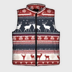 Мужской жилет Олени белые и красные свитер новогодний, цвет: 3D-светло-серый